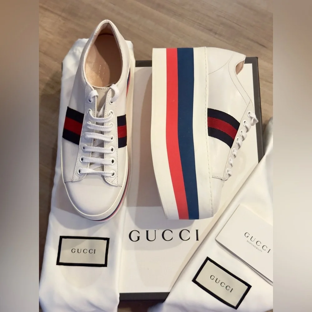 GUCCI Quentin Peggy Platform Sneakers 6.5/ 36.5